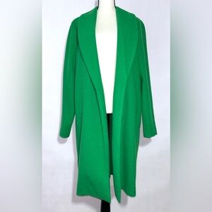 Joie Long Apple Green Open Front Coat Cardigan Size Med